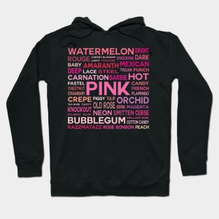 Word Cloud - Shades of Pink (Black Background) Hoodie